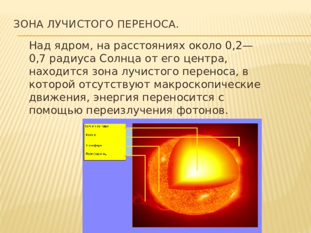 Солнце располагается. Строение солнца зона лучистого переноса. Зона переноса лучистой энергии солнца. Зона переноса лучистой энергии солнца температура. Лучистый перенос энергии солнца.