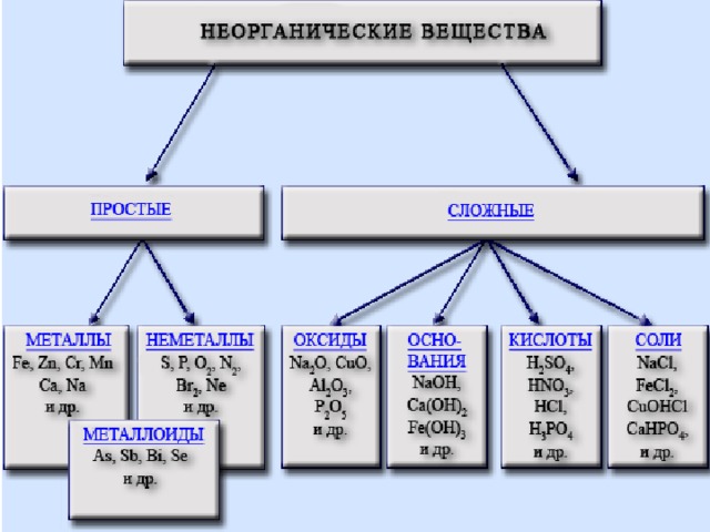 Схема классификация веществ химия