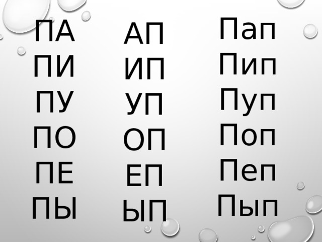 Пи пап. Слоги с буквой п. Чтение слогов с буквой п. Слоги с буквой с. Слоги па по ПУ.