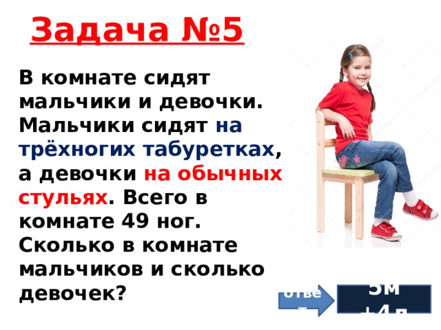 Сколько сидел белорусских. Девочка сидит как мальчик. Сколько ног стоит в комнате. В комнате стоят трехногие табуретки и четырехногие. Во сколько сидят девочки.