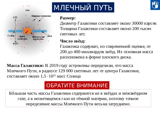 Диаметр нашей галактики составляет