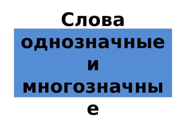 Слова однозначные и многозначные 