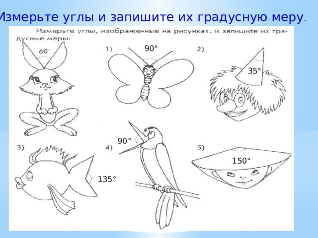 Обозначьте и измерьте углы 5 класс