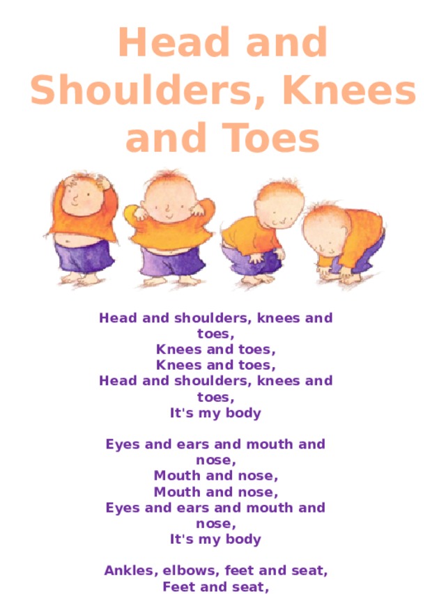 Head shoulders knees and toes 2025 ankles elbows feet and seat