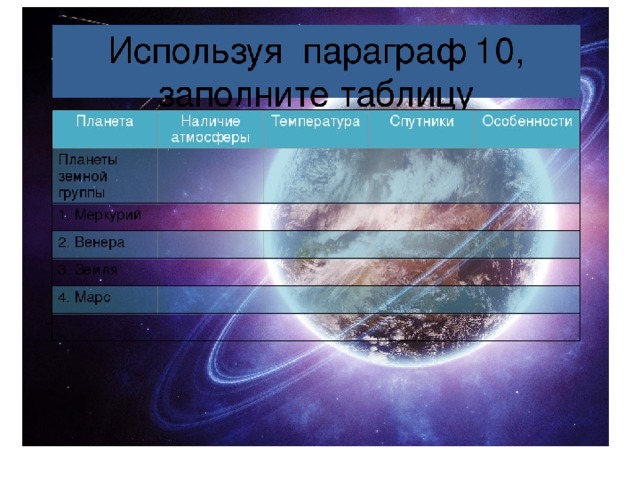 Проект по географии 5 класс соседи солнца