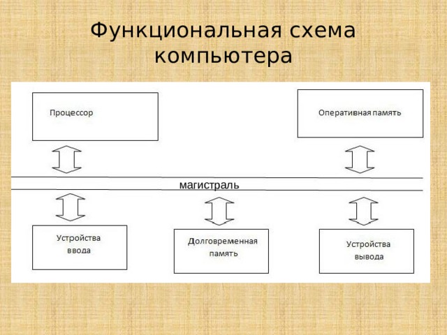 Элементами функциональной схемы компьютера выступают устройства