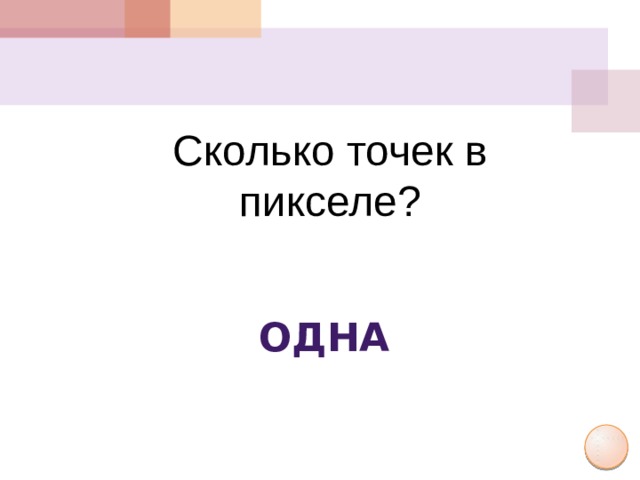 Сколько точек в пикселе? Одна