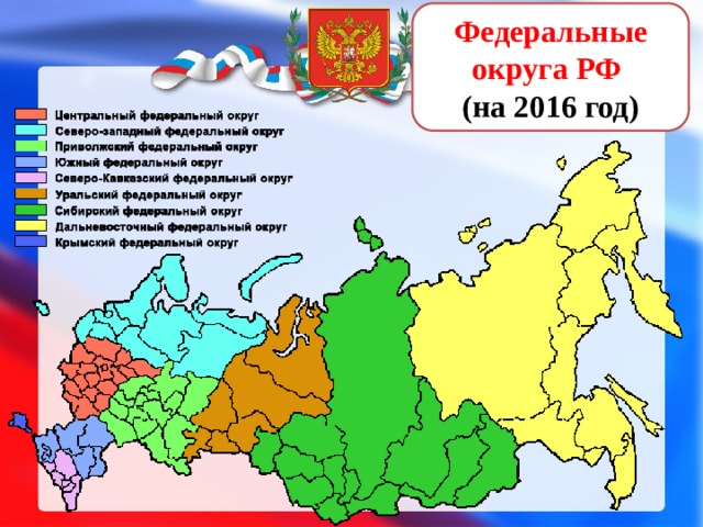 Федеральные округа РФ  (на 2016 год) 