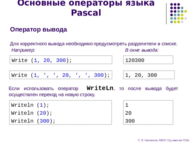 Для корректного расчета. Основные операторы языка Паскаль. Операторы в Паскале список. Линейный оператор на языке Паскаль. Оператор вывода в языке Pascal.