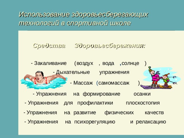 Упражнения для закаливания. Самомассаж как Здоровьесберегающая технология. 7. Циклические упражнения и закаливание. Консультирование по массажу, гимнастике, закаливанию, режиму дня.