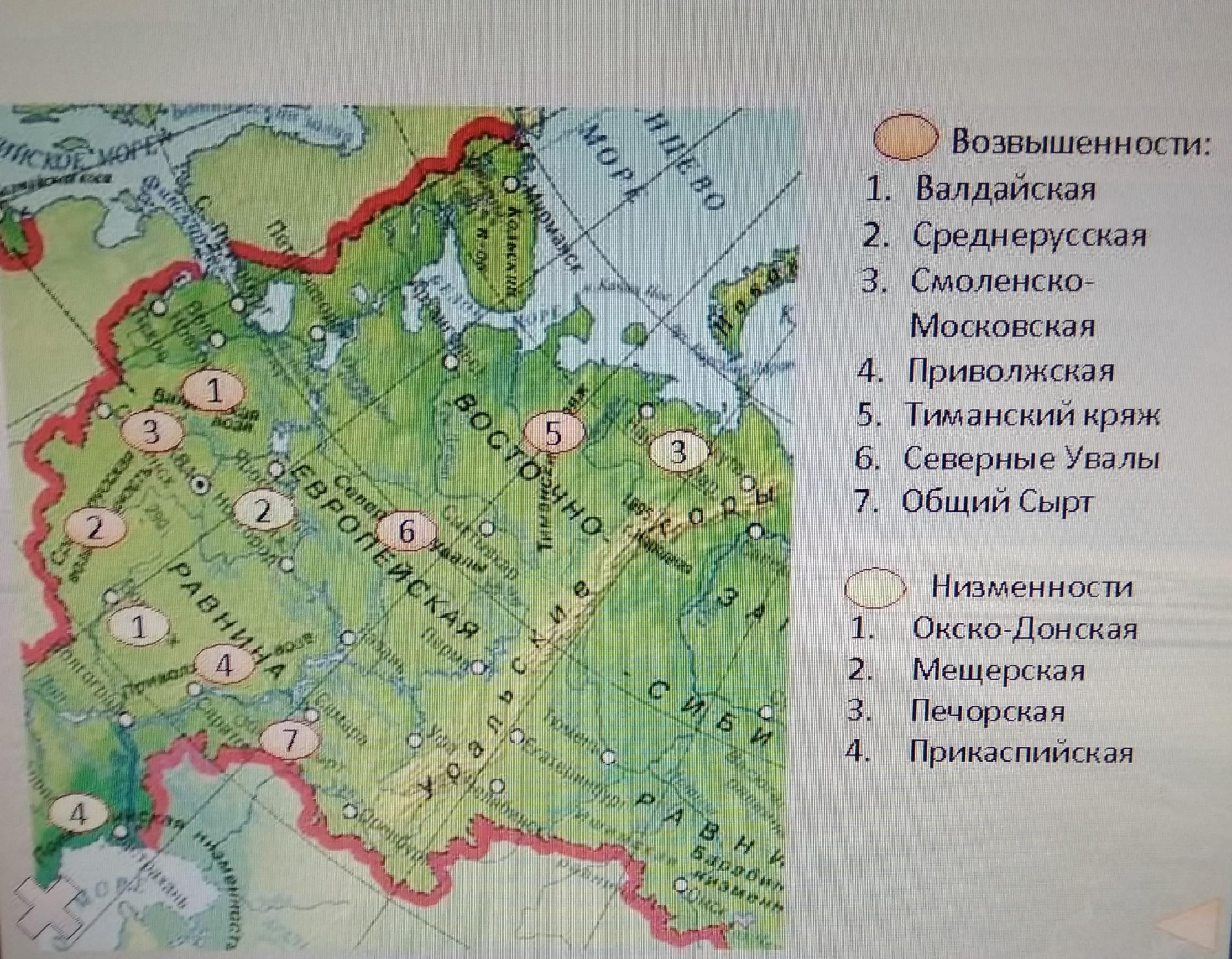 Где находятся равнины на контурной карте.  Валдайская возвышенность и Смоленско-Московская возвышенность. Рельеф Восточно европейской равнины на карте России. Среднерусская равнина на карте. Восточно-европейская равнина на карте России.