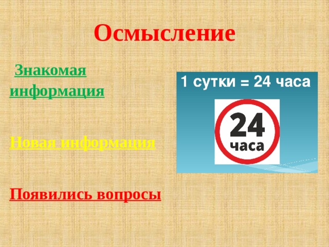 Осмысление  Знакомая информация  Новая информация  Появились вопросы