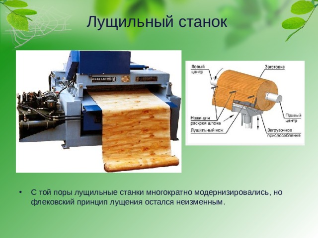 Схема лущения древесины