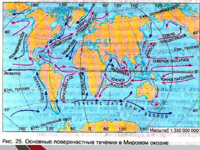 Карта океанических течений мирового океана