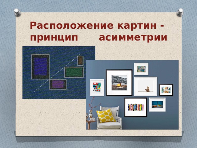 Система расположения. Расположение картин. Конструктор расположения картин на стене. Принцип асимметрии. Расположение картин на выставке.