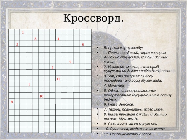 Религиозный кроссворд