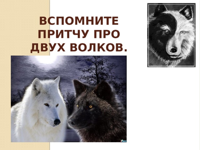 Вспомните притчу про двух волков. 