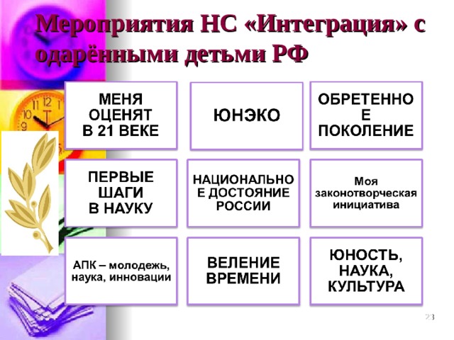 Мероприятия НС «Интеграция»  с одарёнными детьми РФ  