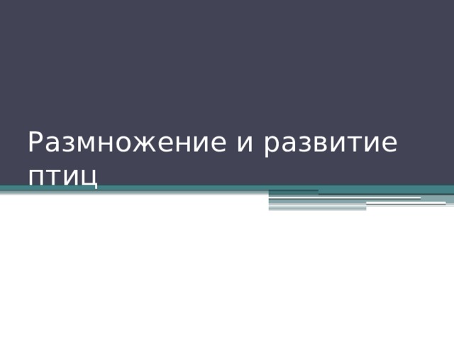 Размножение и развитие птиц 