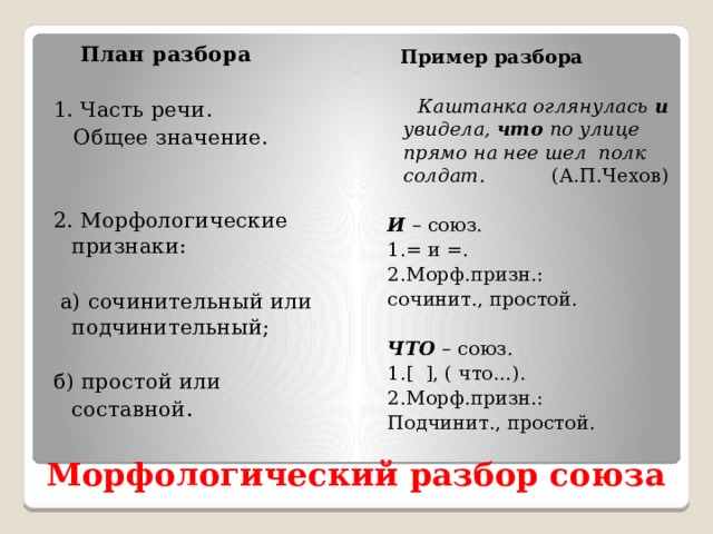 Морфологический разбор союза «когда» онлайн. План разбора.