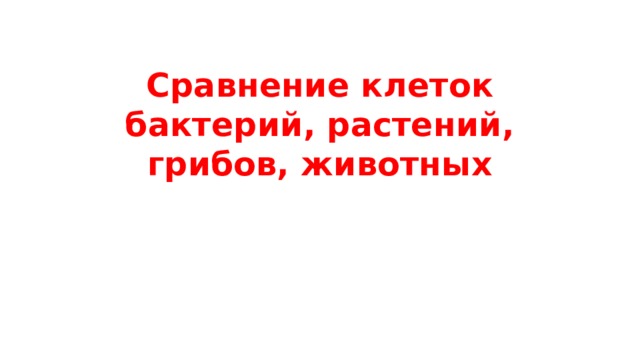 Сравнение клеток бактерий, растений, грибов, животных 