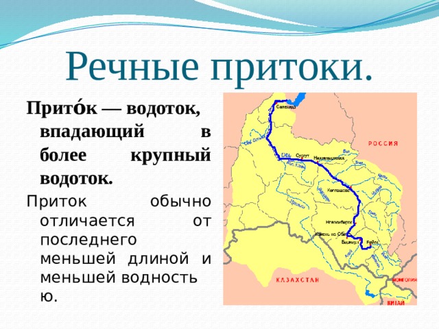 Причины водности рек. Притоки Москвы реки. Строение реки.