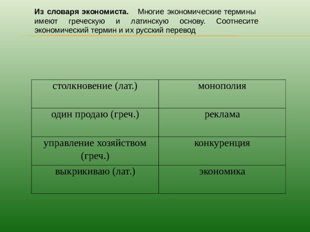 Экономические термины