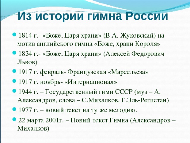 История гимна россии презентация