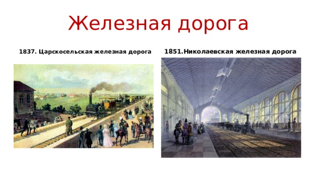 Железная дорога 1837. Царскосельская железная дорога 1851.Николаевская   железная   дорога 