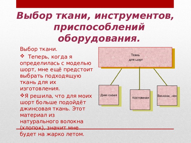 Проект по технологии пошив шорт 7 класс