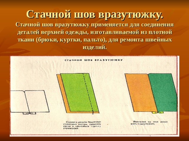 Образец стачного шва вразутюжку