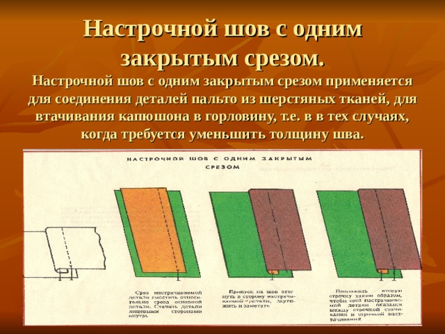 Накладной шов с закрытым срезом фото