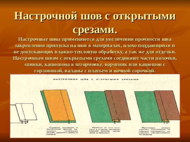 Настрочной с открытым срезом шов схема