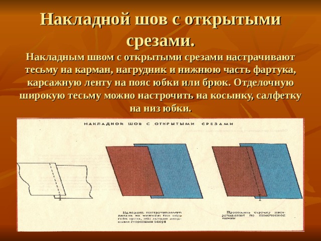 Накладной шов с открытым срезом схема