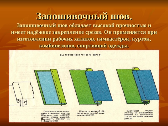 Запошивочный шов схема последовательно