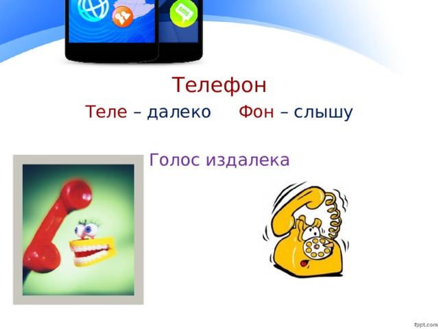 Телефон Теле – далеко Фон – слышу Голос издалека