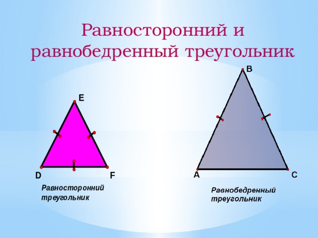 Равносторонний и равнобедренный треугольник 