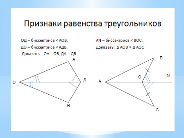 Как доказать равенство треугольников. Доказать равенство треугольников 7 класс. Биссектриса треугольника в 1 признаке равенства. Доказать равенство треугольников 7 класс примеры. Доказательство равенства треугольников 7 класс.