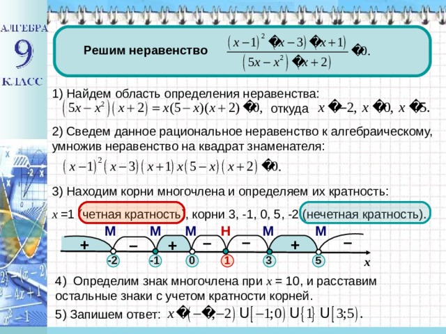 Рациональные неравенства метод интервалов примеры