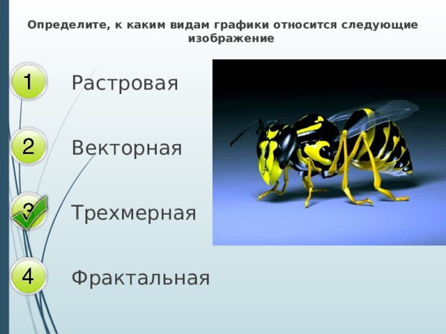 К какому виду графики относится изображение. Виды компьютерной графики тест. Определи вид графики трехмерная Фрактальная. Растровая Графика относится к трехмерной графике.