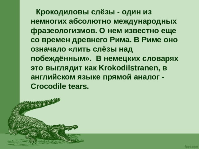 Крокодиловы фразеологизм. Объяснение фразеологизма Крокодиловы слезы. Крокодиловы слезы проект. Объясните выражение 