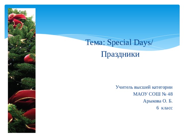 Holidays special days. Special Day. Special Days 2 класс презентация. Special Days надпись. Топик Special Days 6 класс.