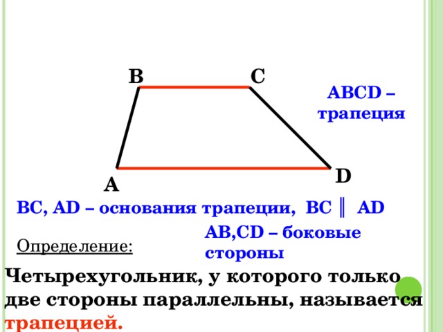 На рисунке в четырехугольнике abcd стороны bc и ad параллельны используя данные отмеченные