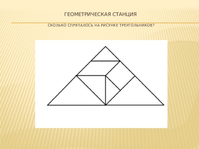 Геометрическая станция   Сколько спряталось на рисунке треугольников? 