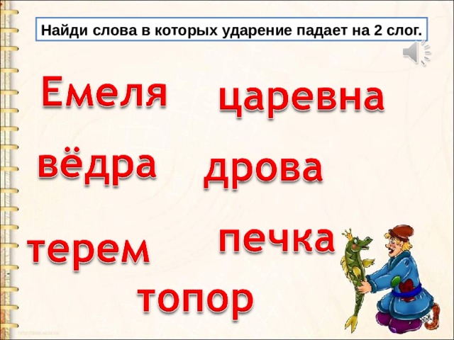 В каких словах ударение падает на первый слог торты банты компьютеры повара