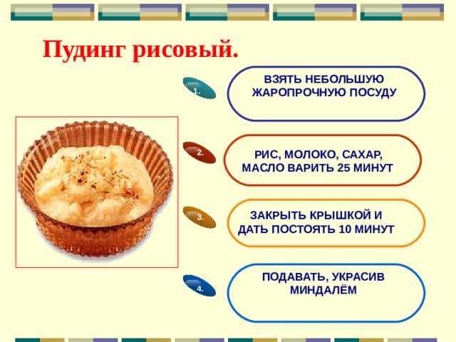 Пудинг рисовый схема