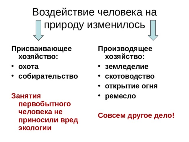 Ответ природы на деятельность человека