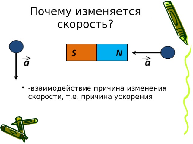 Причина изменения скорости