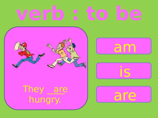 verb : to be am is They ____ are hungry. are 