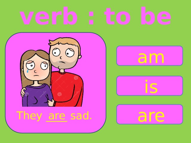 verb : to be am is are They ____ sad. are 